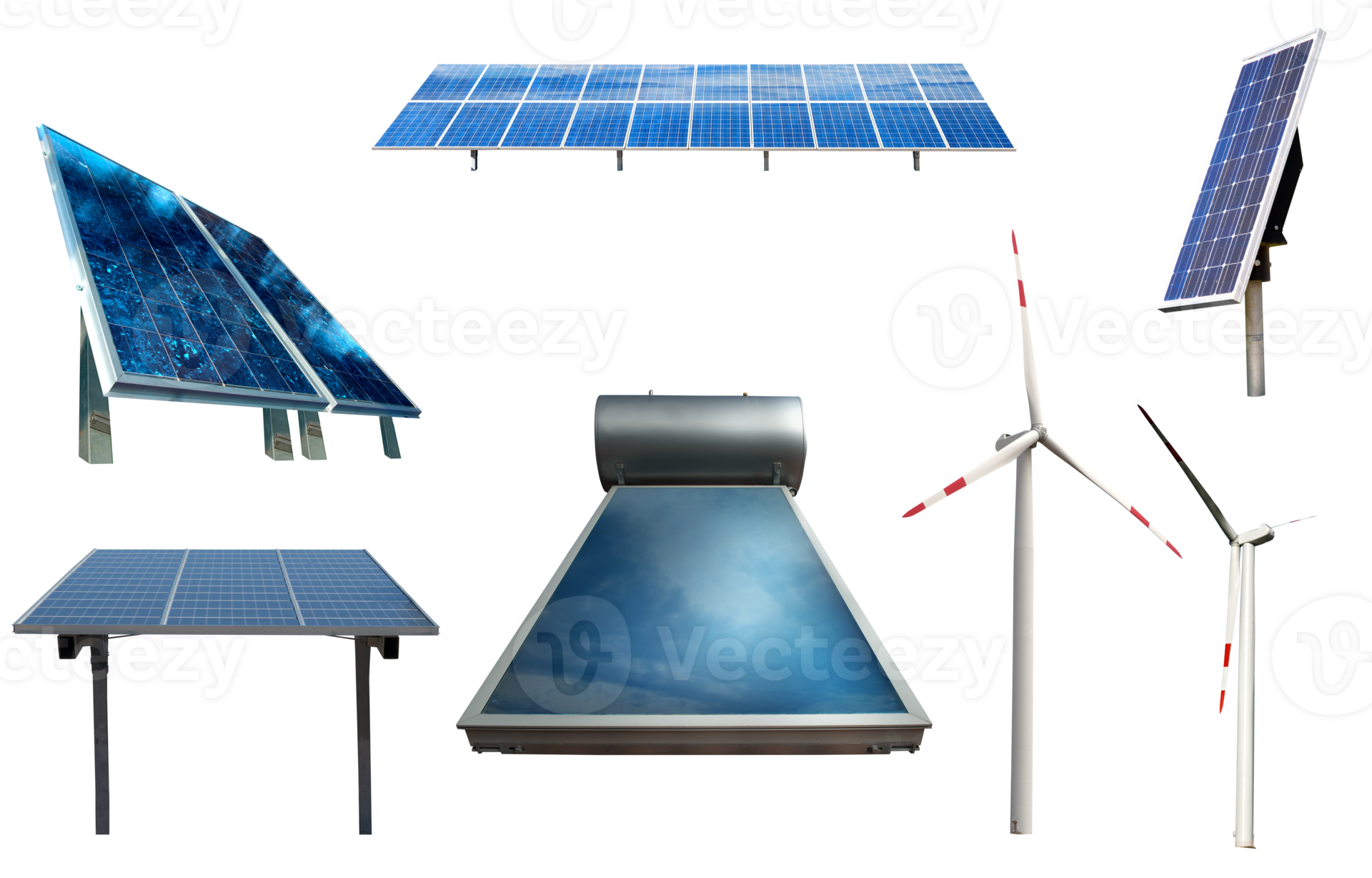 Renewable energy system collection with solar and wind energy generator
