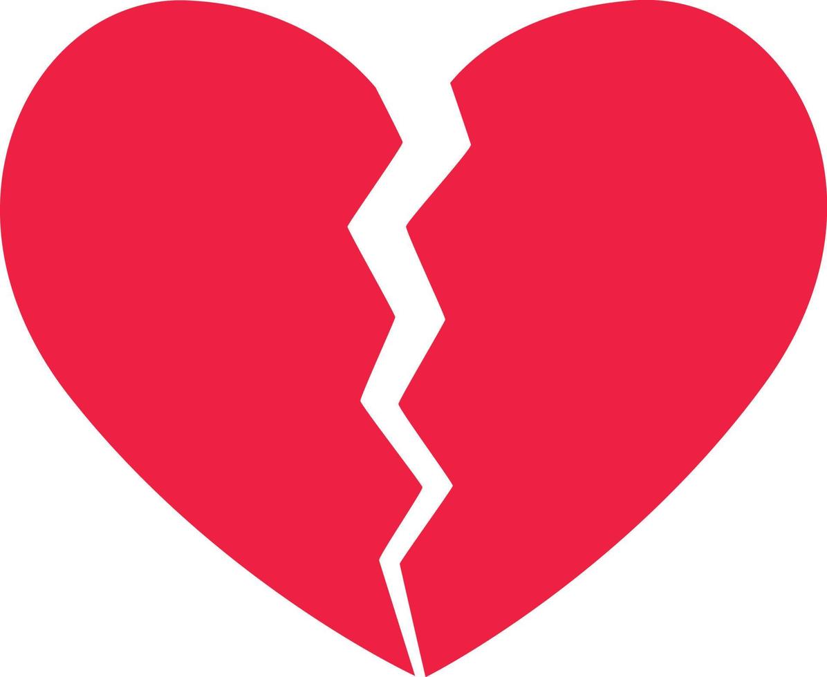 Broken heart and crack. Breakup and heartbreak symbol. vector