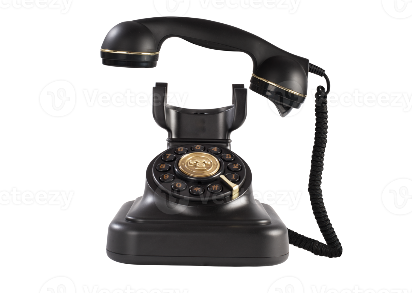 Isolated old fixed phone with retro style png