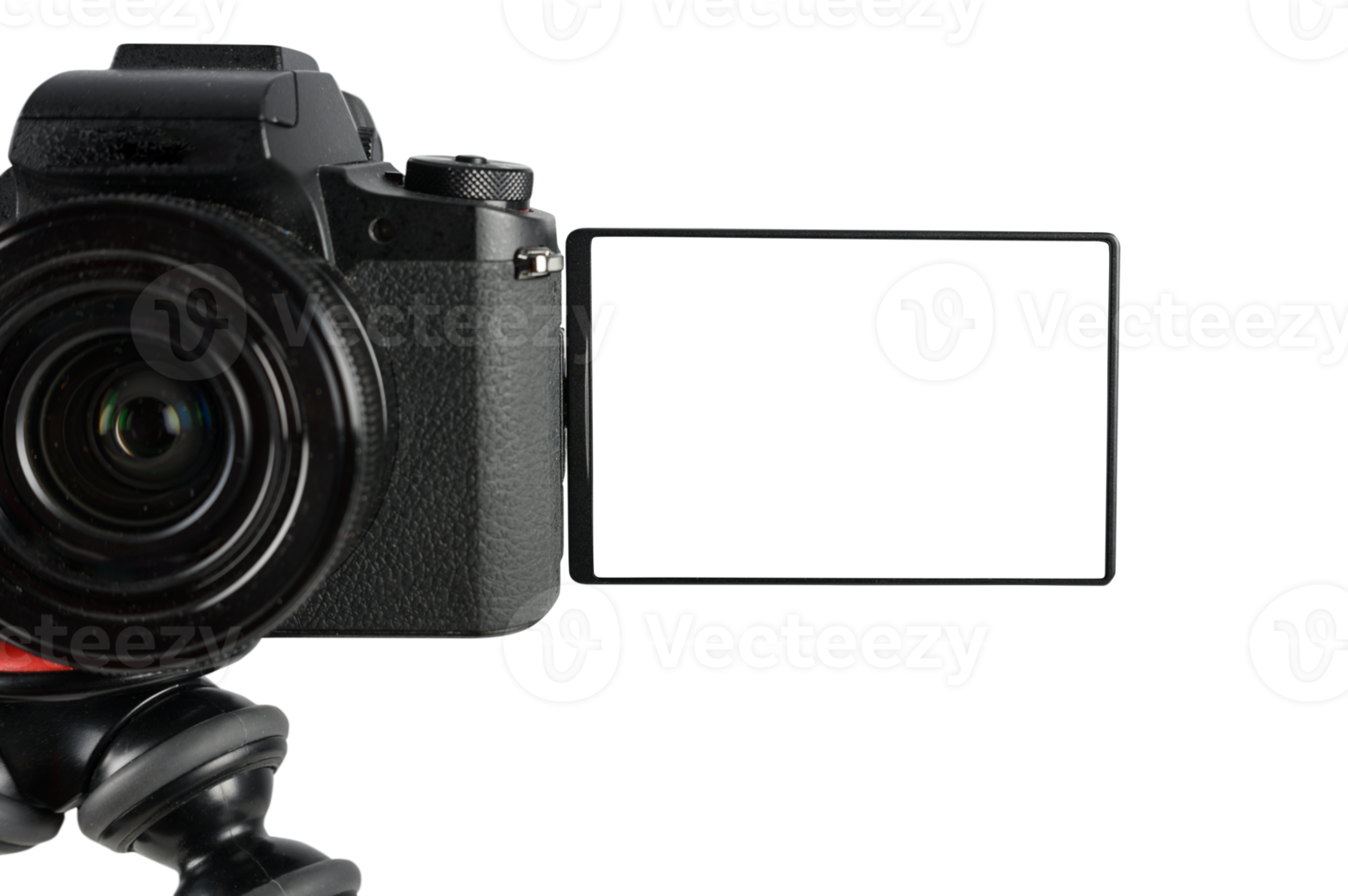 Modern mirrorless camera ready to records with blank screen png