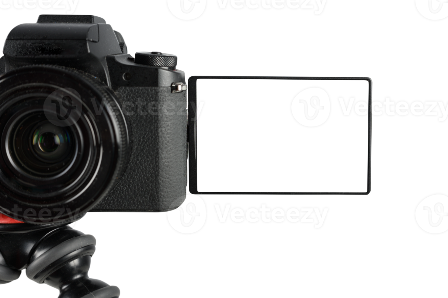 Modern mirrorless camera ready to records with blank screen png