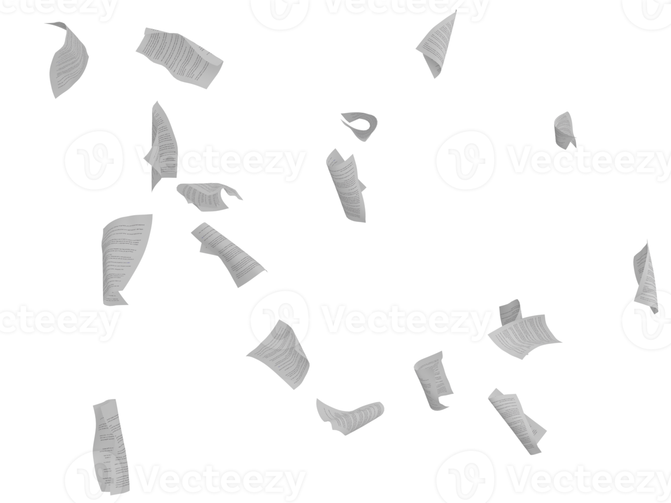 en volant feuilles de papiers. bureaucratie et surmené concept. 3d le rendu png