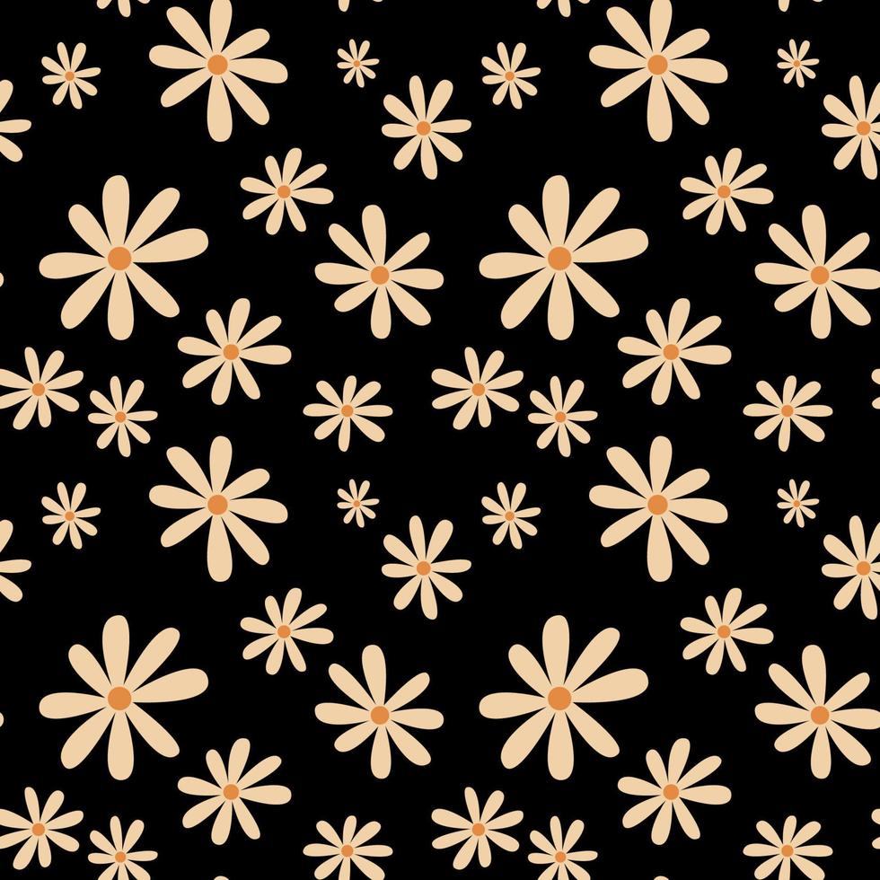 white flower pattern. white floral pattern on black background. vector