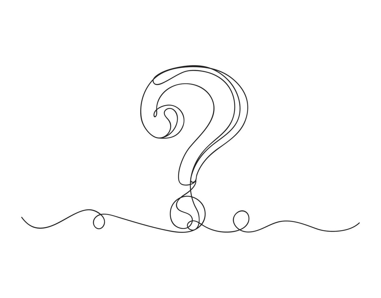 Question mark, one line continuous drawing of a question mark linear background vector illustration.