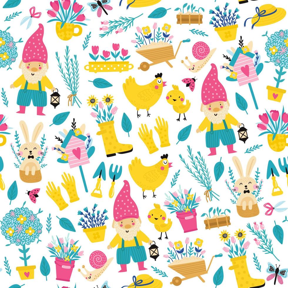 Seamless pattern with spring elements. Vecto vector