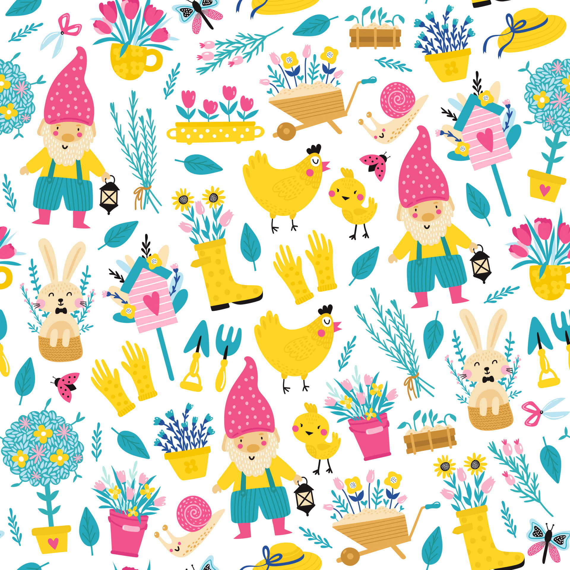 Seamless pattern with spring elements. Vecto 21085776 Vector Art at ...