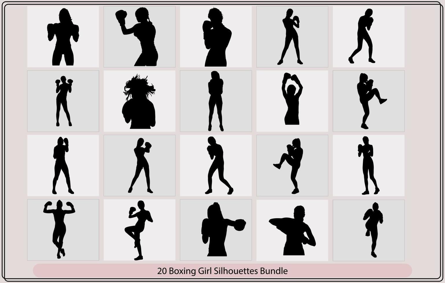 Boxer mujer silueta, plantilla niña mujer boxeo silueta,boxeador mujer silueta en negro vector