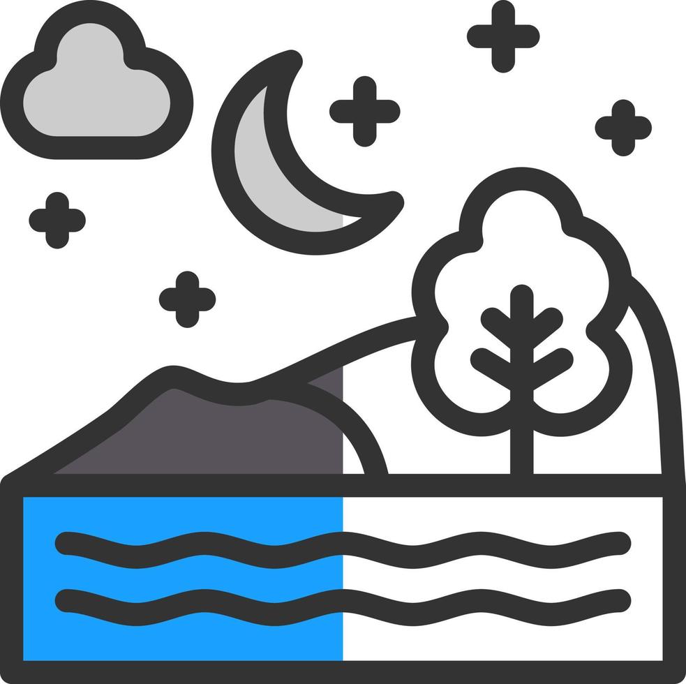 Night Landscape Vector Icon Design