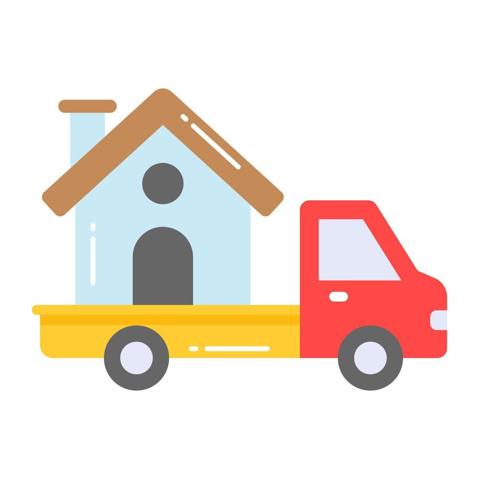 House on van denoting vector of house shifting vector, premium icon