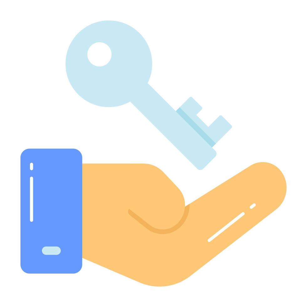 Hand with key denoting vector of key handover in modern style