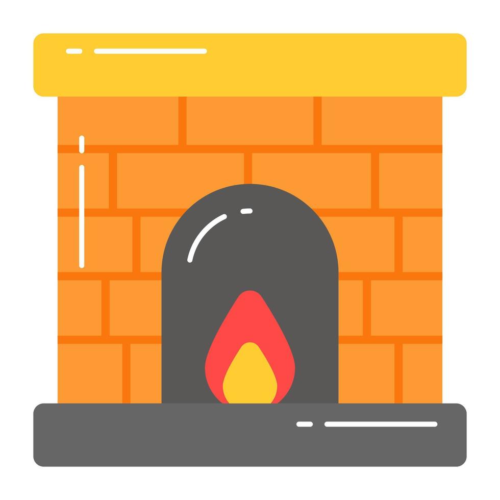 Fireplace icon design isolated on white background, editable vector