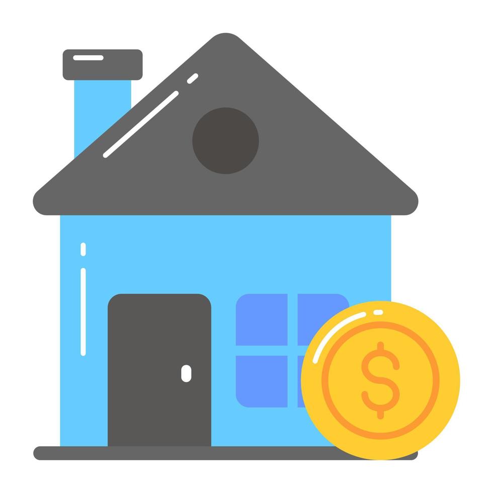 House with coin showing concept of property price icon, editable style vector