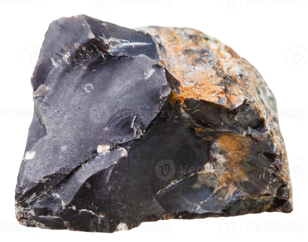 black flint chert crystalline rock isolated photo