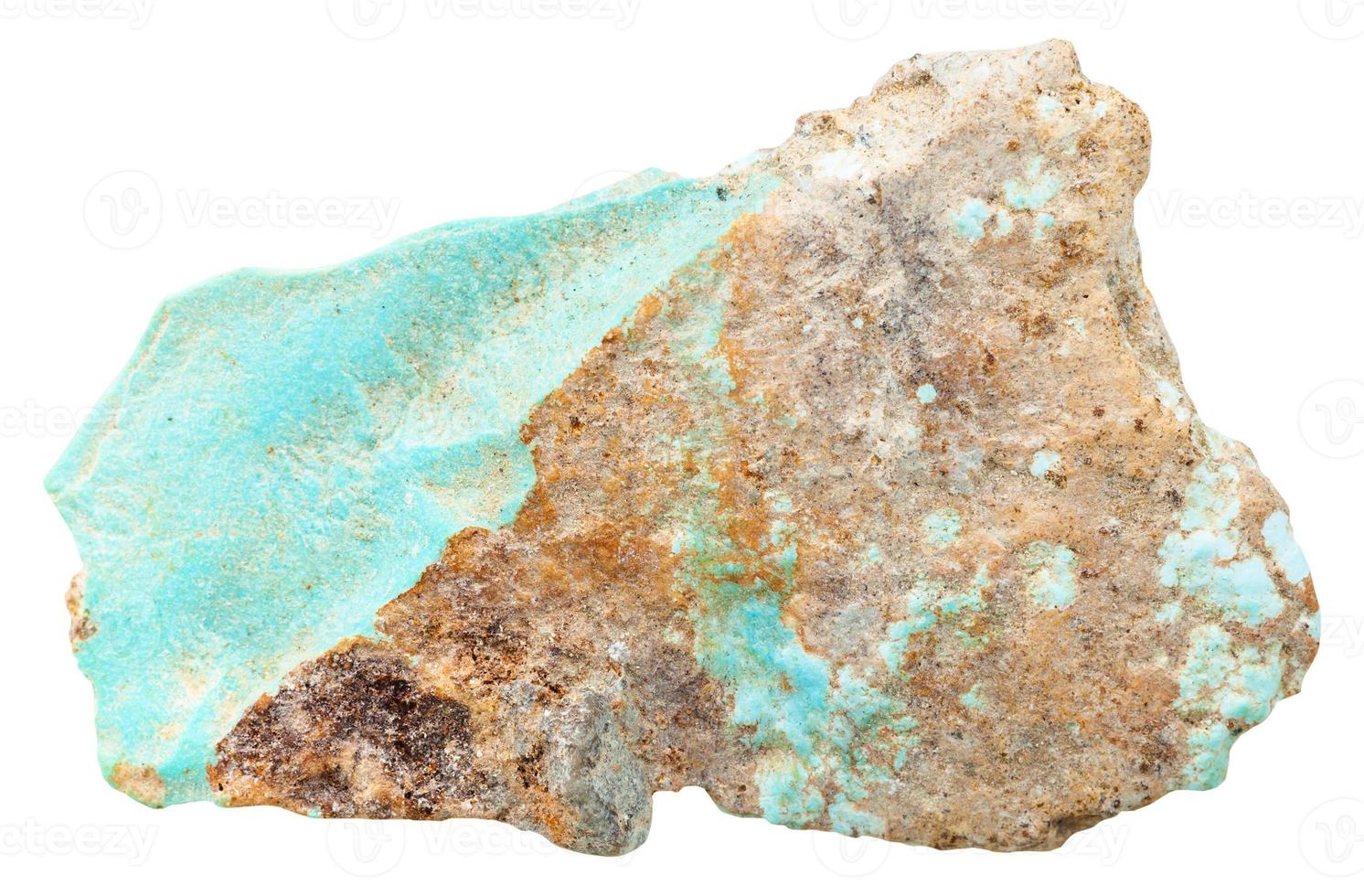 Turquoise rock isolated on white photo