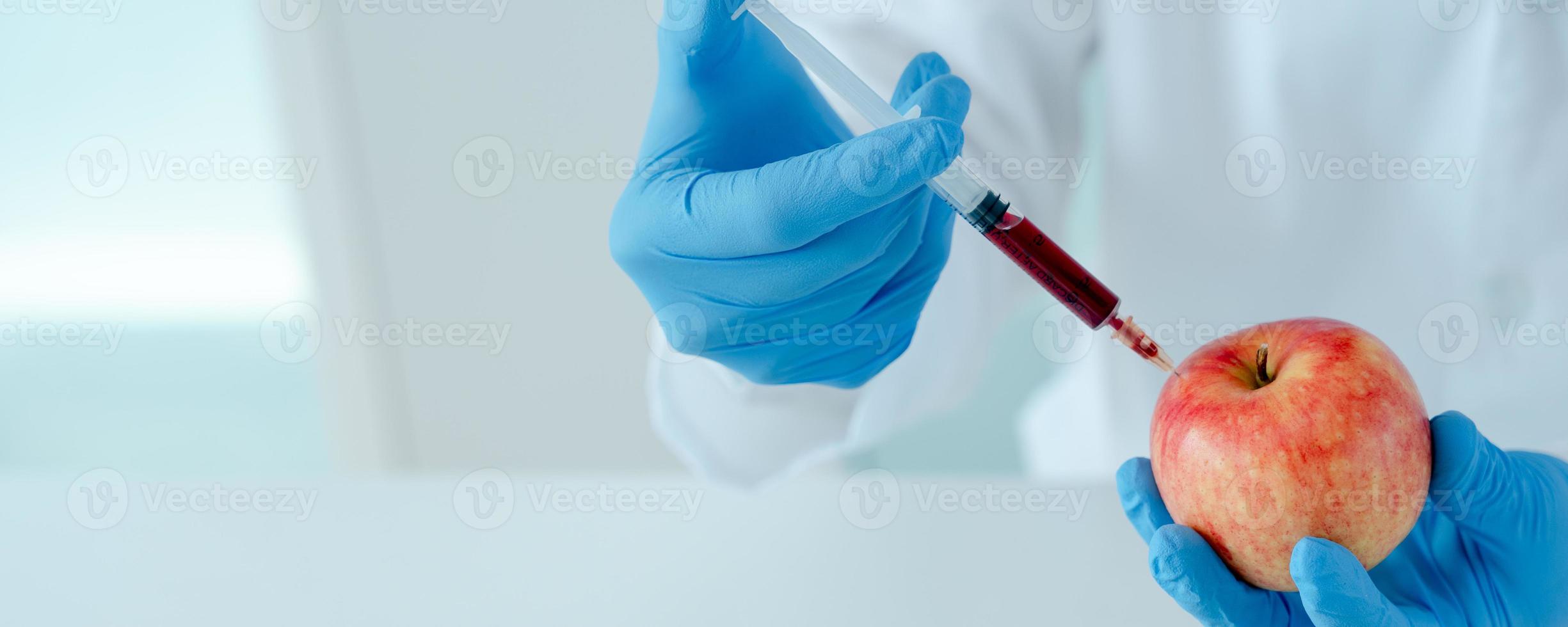 Scientist check chemical fruit residues in laboratory. Control experts inspect the concentration of chemical residues. hazards, standard, find prohibited substances, contaminate, Microbiologist photo