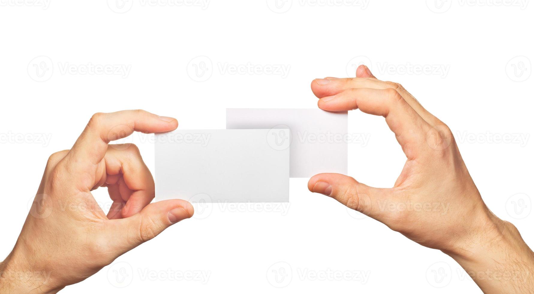 Business card in hands photo