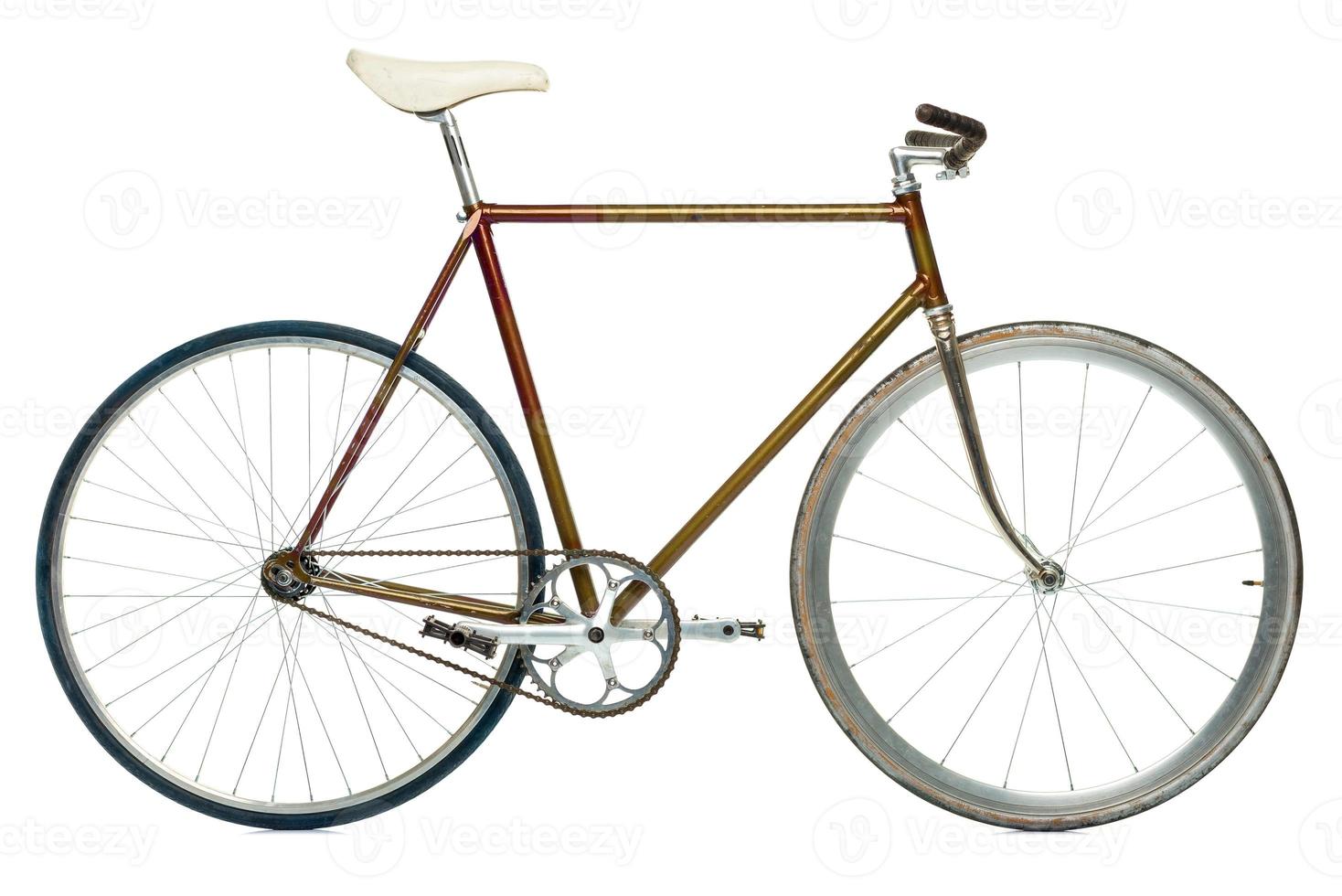 Stylish hipster bicycle isolated on white photo