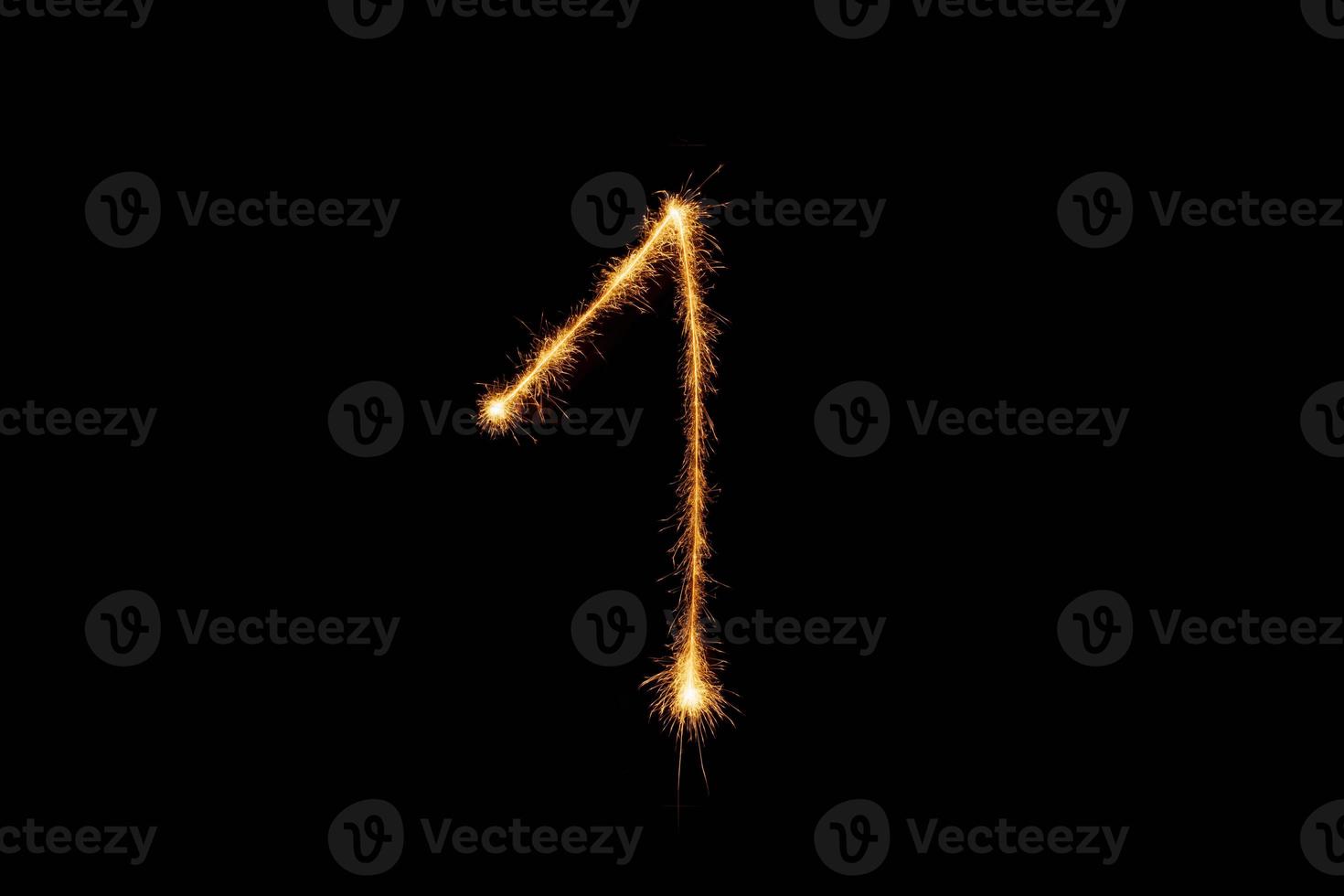 Number made with sparklers ready for your inscriptions on black background photo