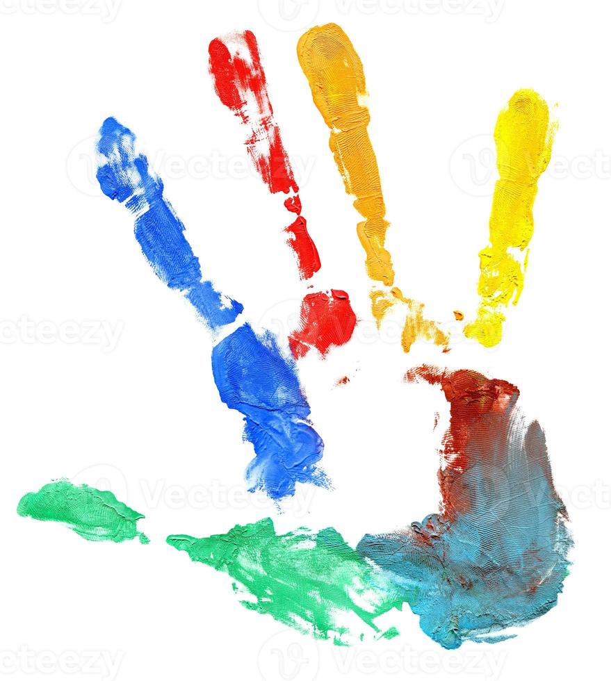 Close up of colored hand print photo