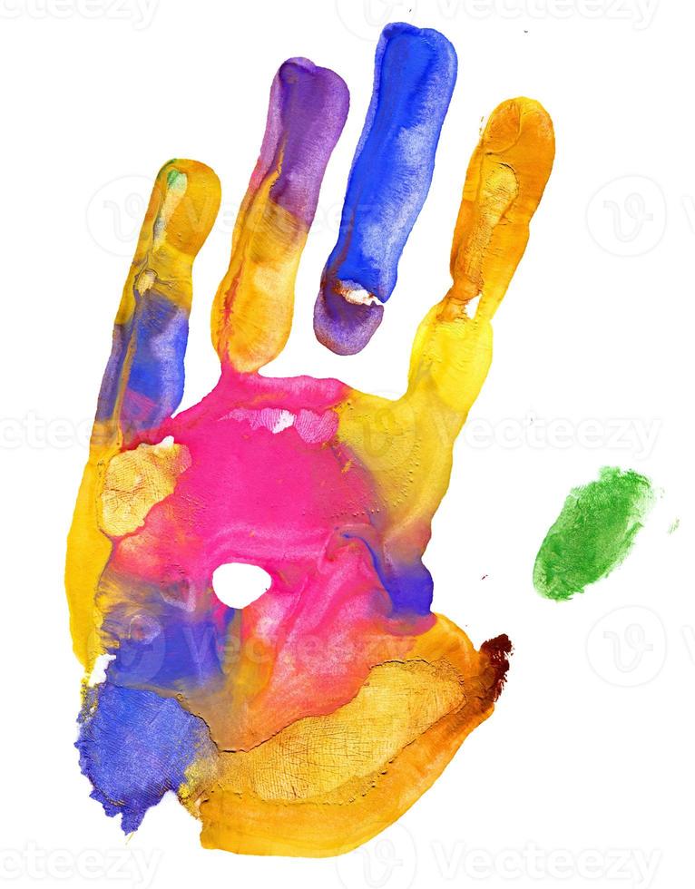 Close up of colored hand print photo