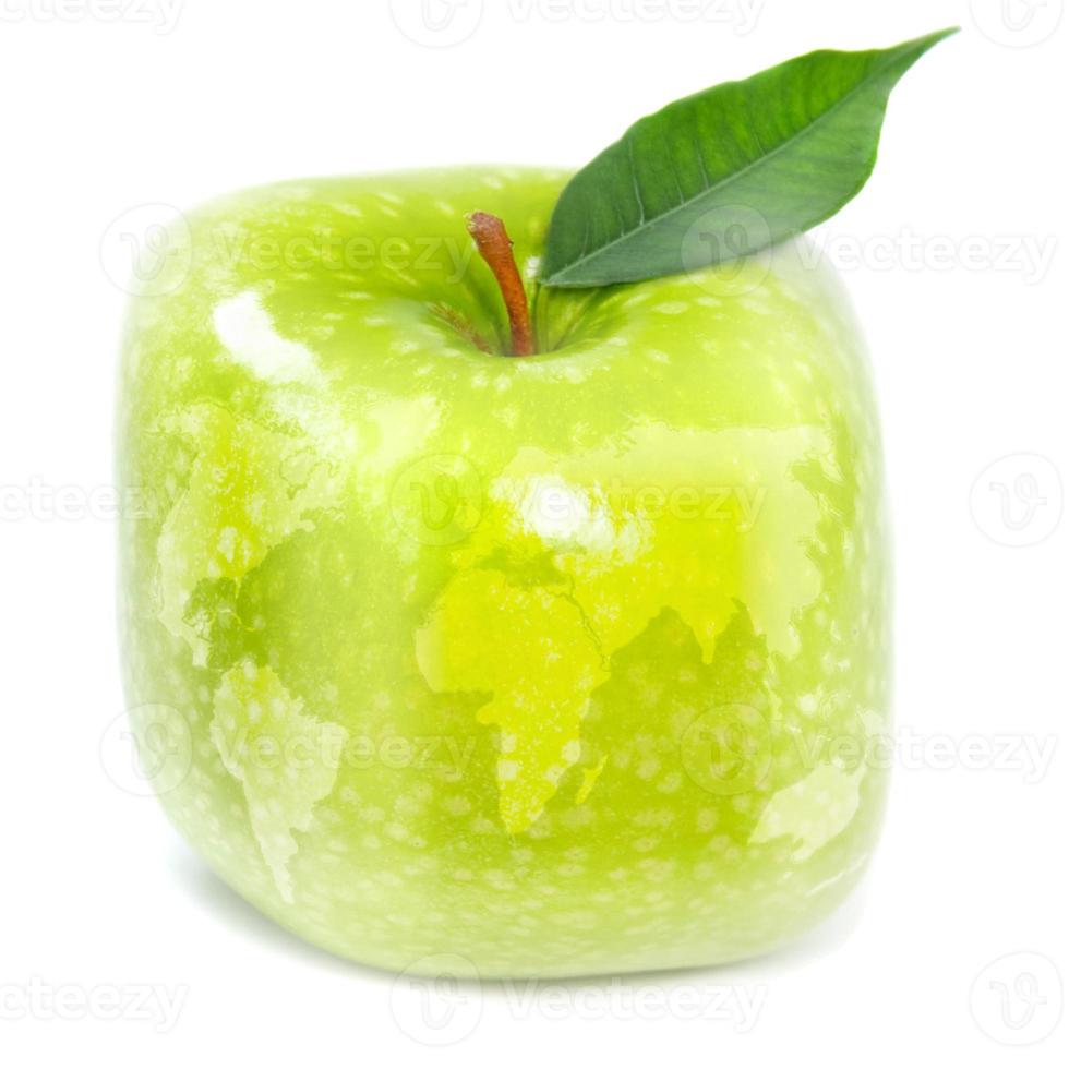 Green apple and map photo