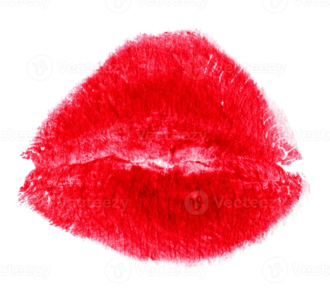 Woman's kiss stamp on a white photo