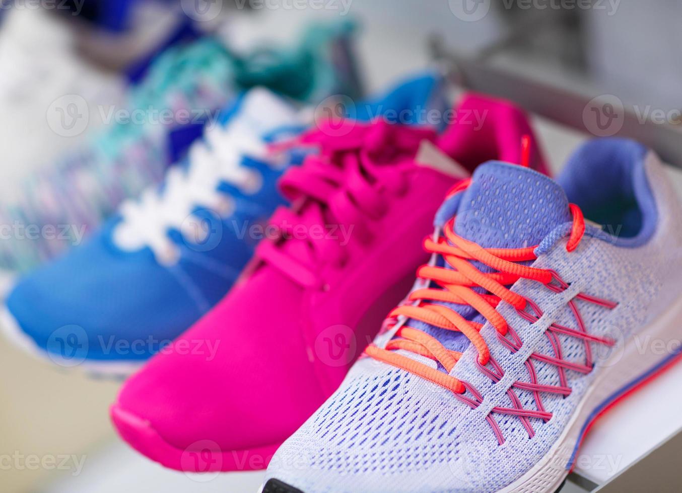 Variety of the colorful sneakers photo