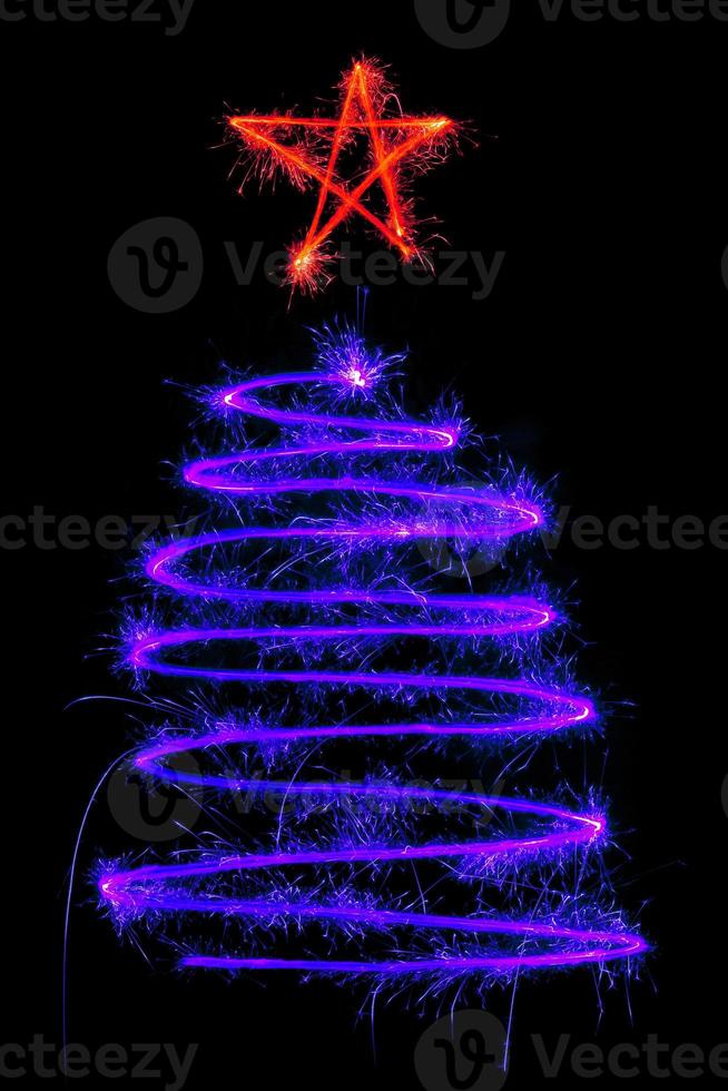 Christmas tree made by sparkler photo