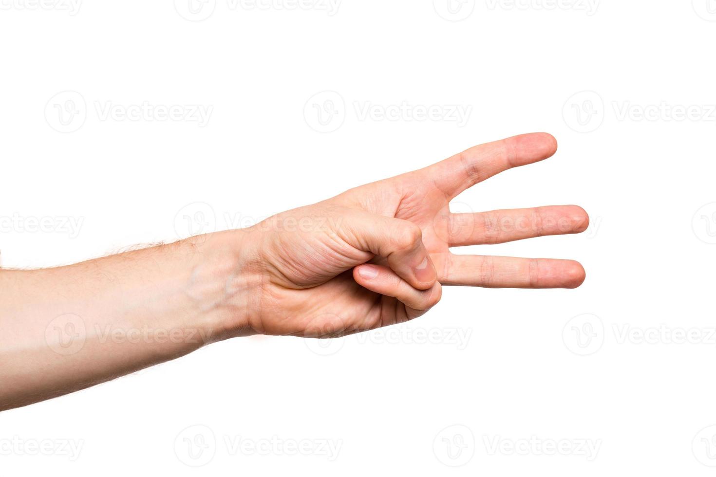 Male hand on white background photo