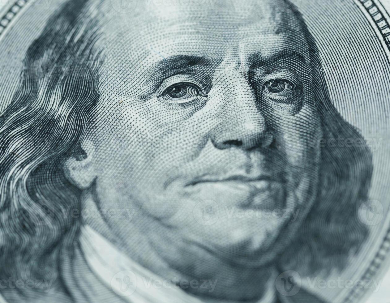 Benjamin Franklin's portrait on one hundred dollar bill photo