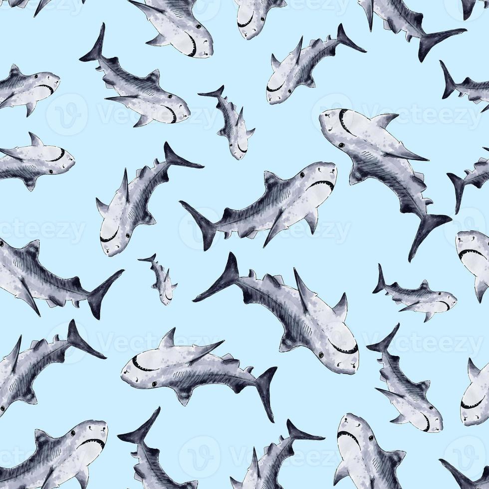 Sharks silhouettes seamless pattern photo