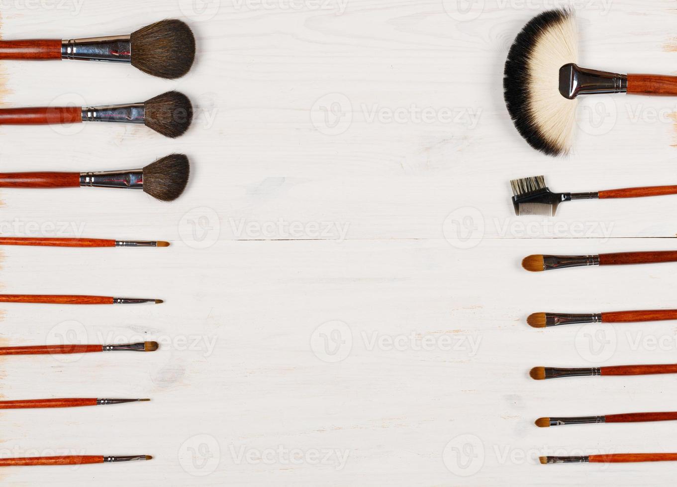 Makeup brushes set for professional on white background photo