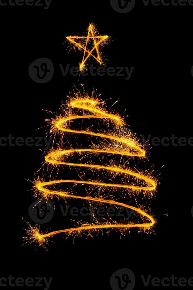 Christmas tree made by sparkler photo