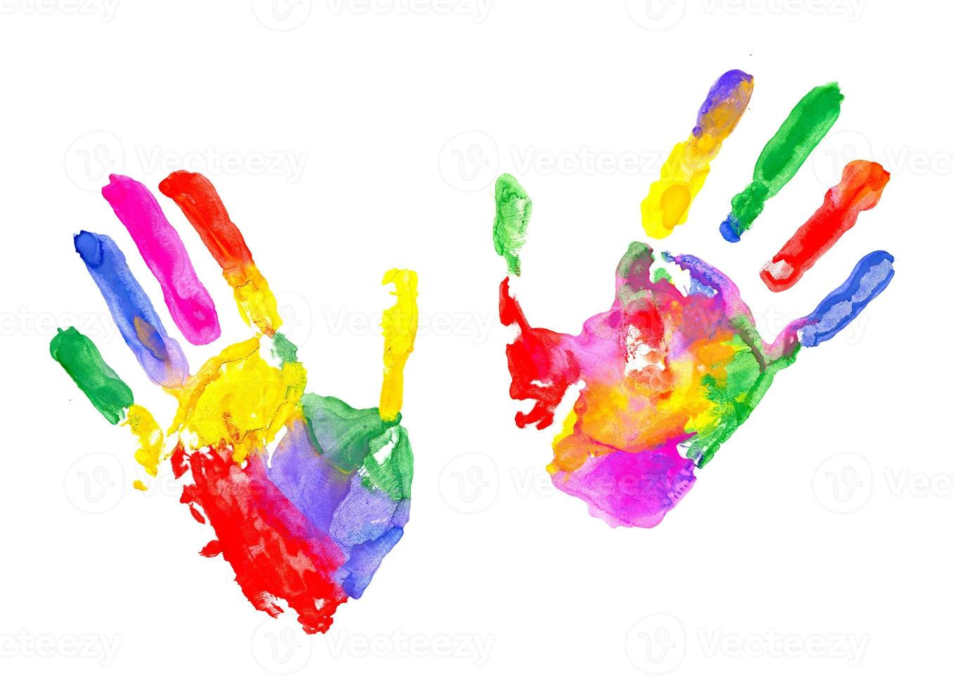 Multicolored hand print photo