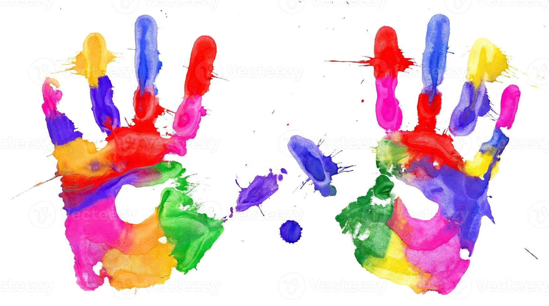 Multicolored hands print photo