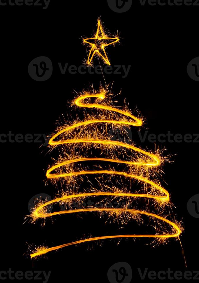 Christmas tree made by sparkler photo