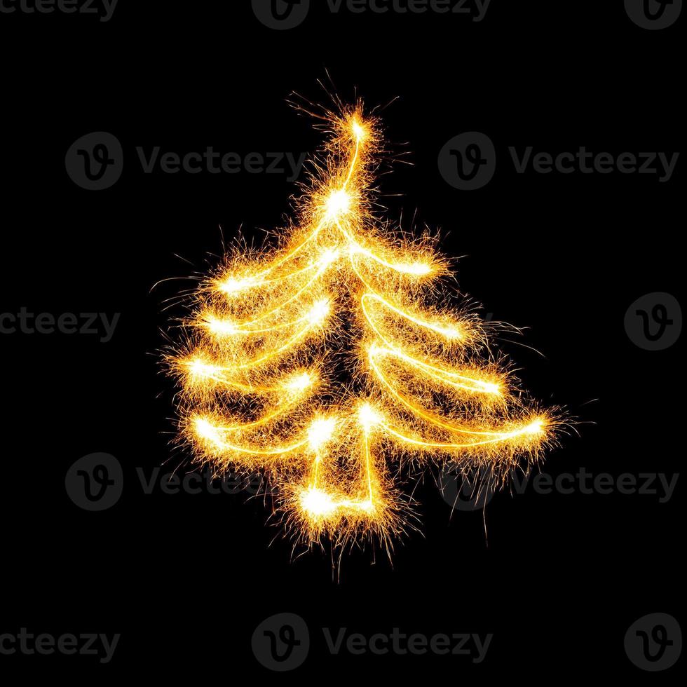 Christmas tree made by sparkler photo