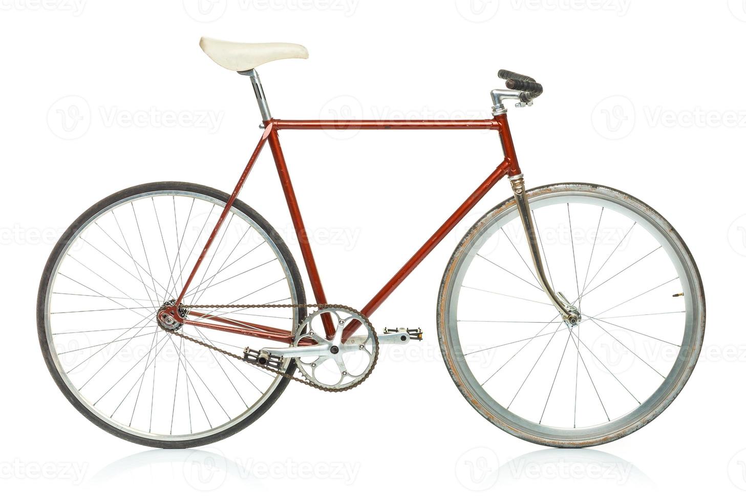 Stylish hipster bicycle isolated on white photo