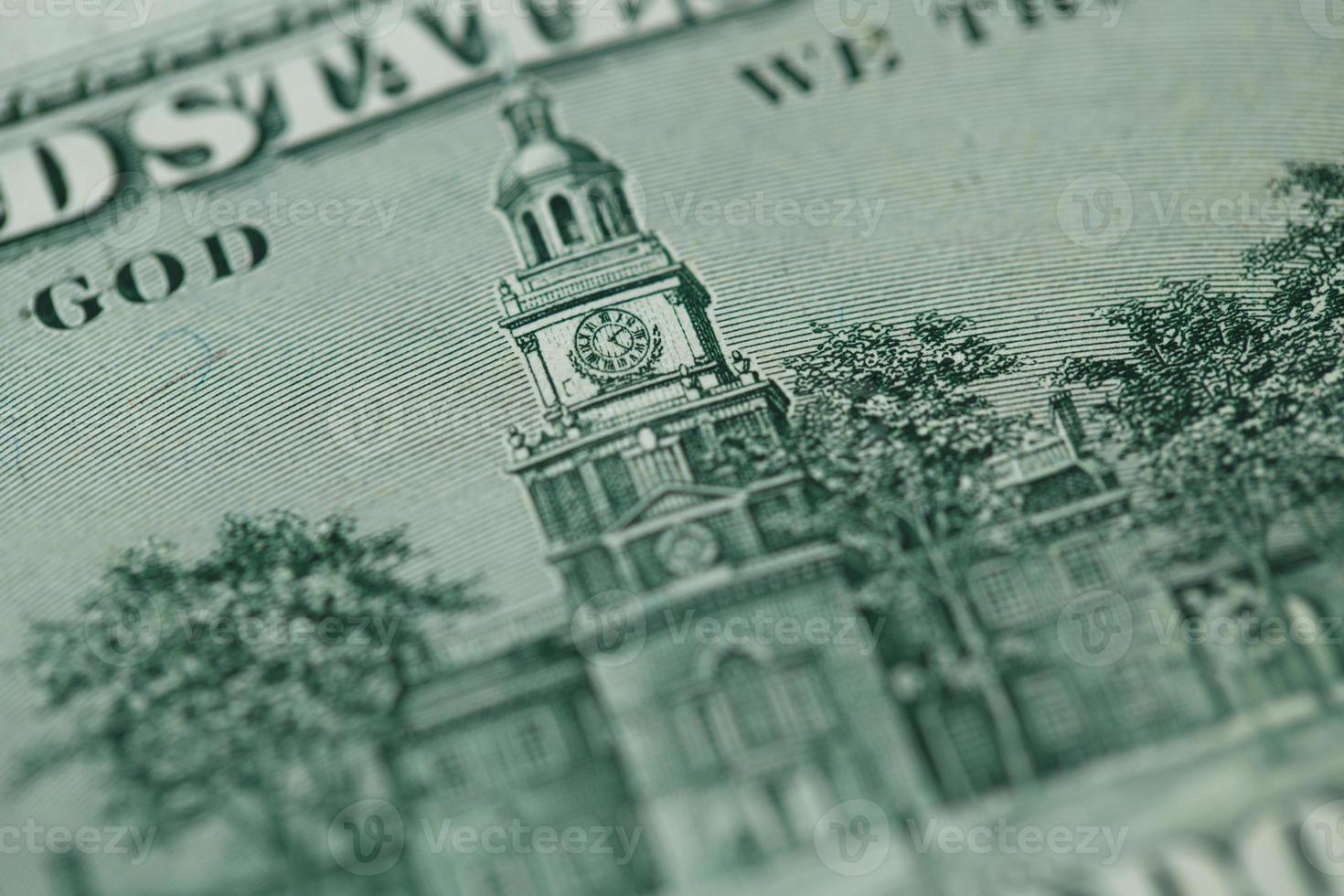 Close up of 100 dollars bill in US currency photo