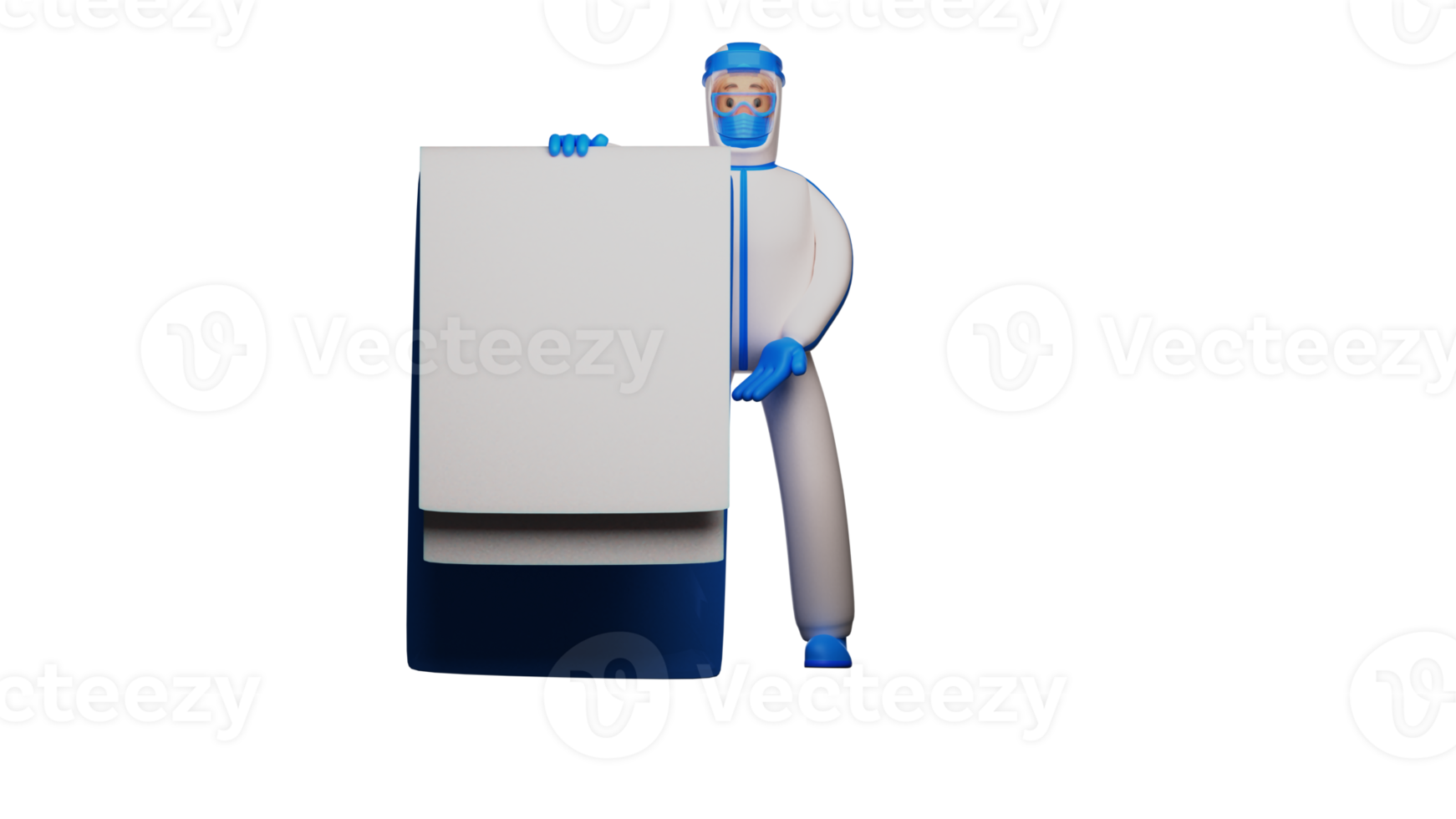 3d illustratie. verpleegster 3d tekenfilm karakter. verpleegster gebruik makend van vol gevaarlijk. de verpleegster is staand De volgende naar een groot Opmerking. mannetje verpleegster uitgelegd over de geval dat gebeurd. 3d tekenfilm karakter png