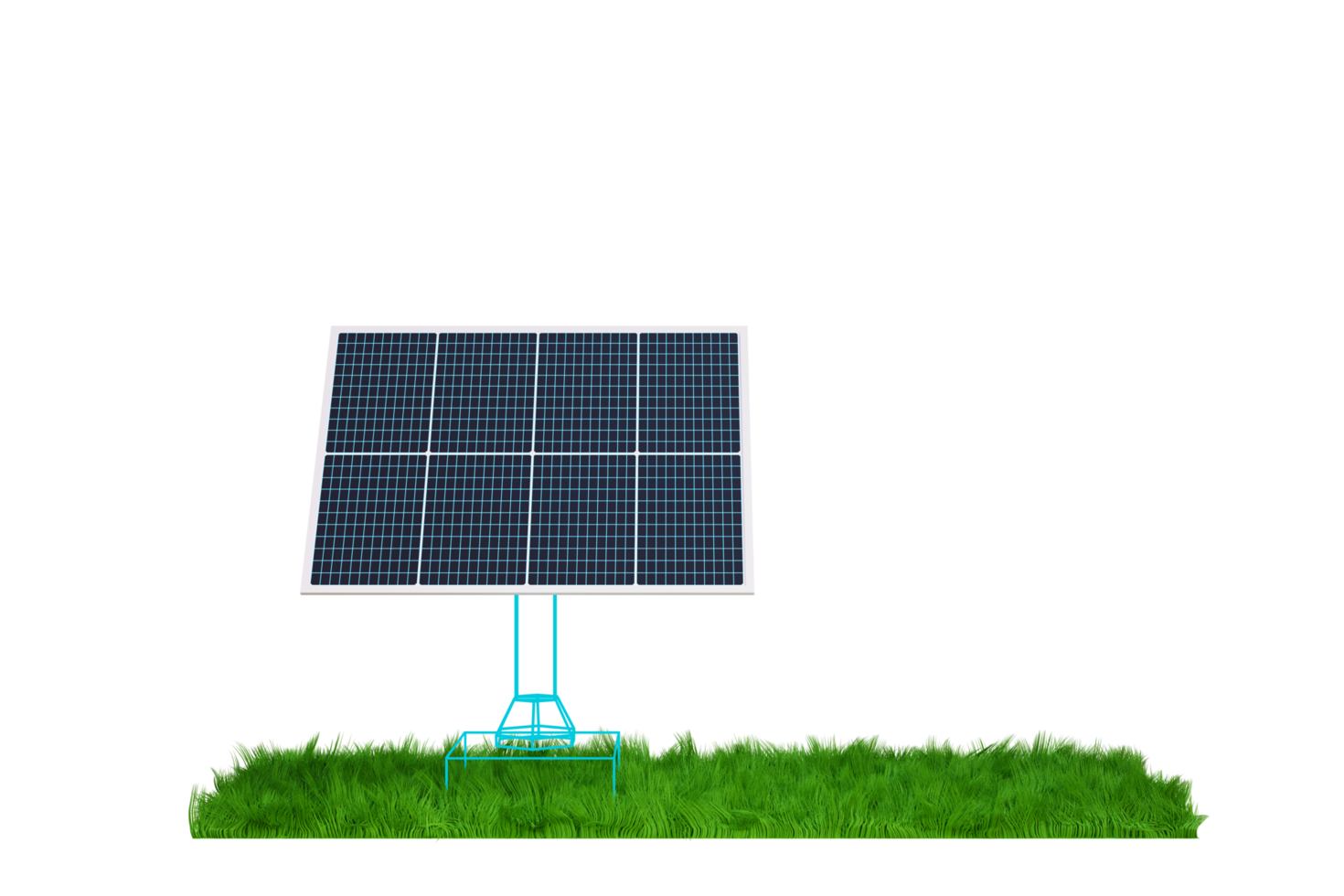 bleu solaire panneaux ou pv pour électricité génération moderne alternative énergie solaire Puissance génération énergie dans le écosystème 3d illustration - coupure chemin png
