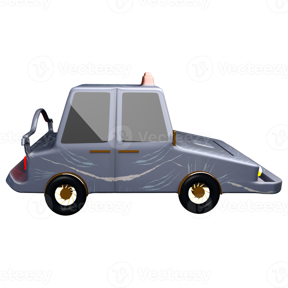 3D car from the side angle with a transparent background 4k png