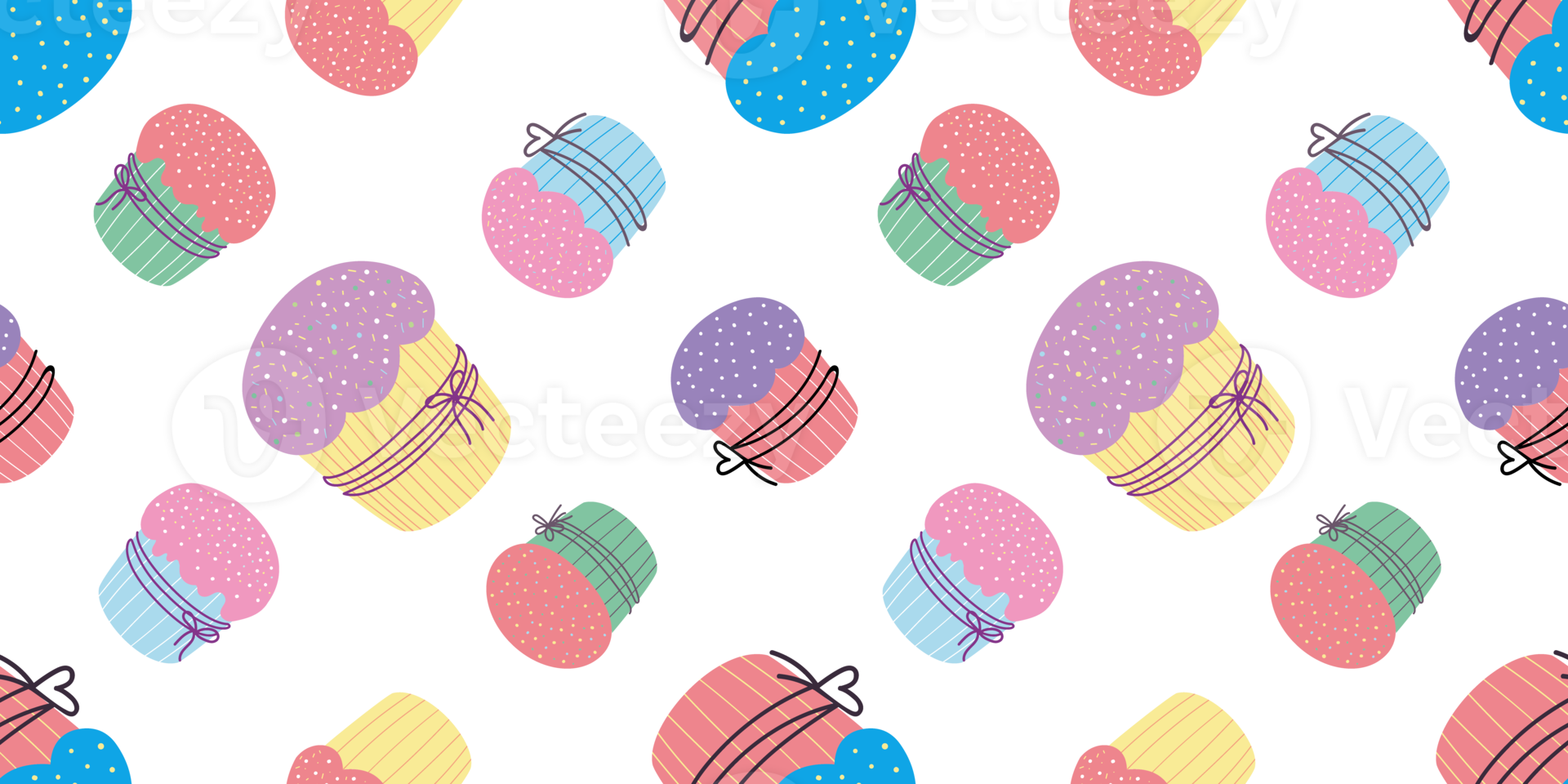 Cupcake seamless pattern. Easter cake background png