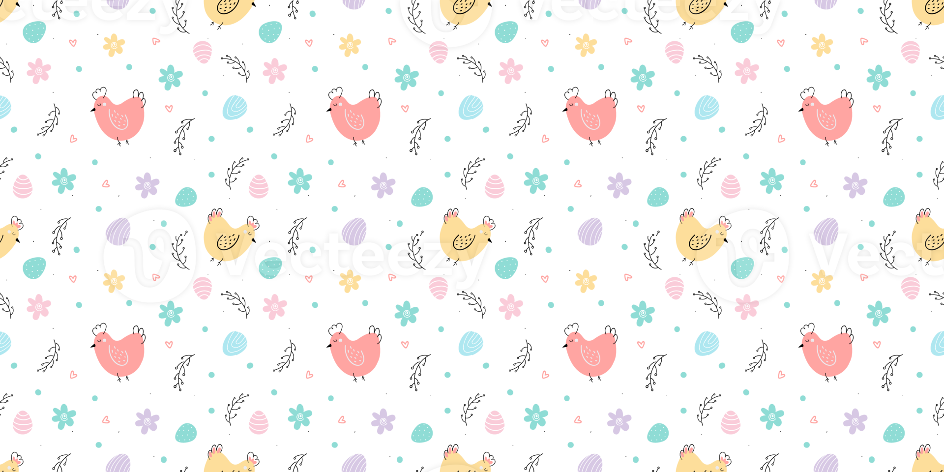 Easter seamless pattern. Background with Chicken , Easter eggs, willow png