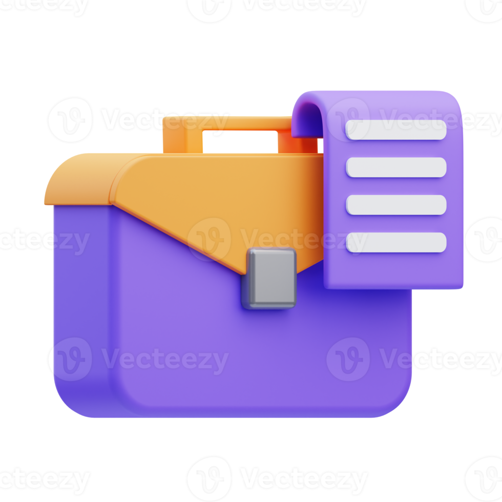 3d render illustration of briefcase icon, office material png