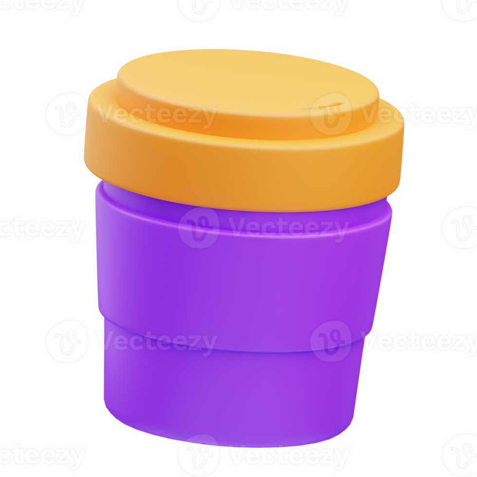 3d rendering illustration of coffee cup icon, office material png