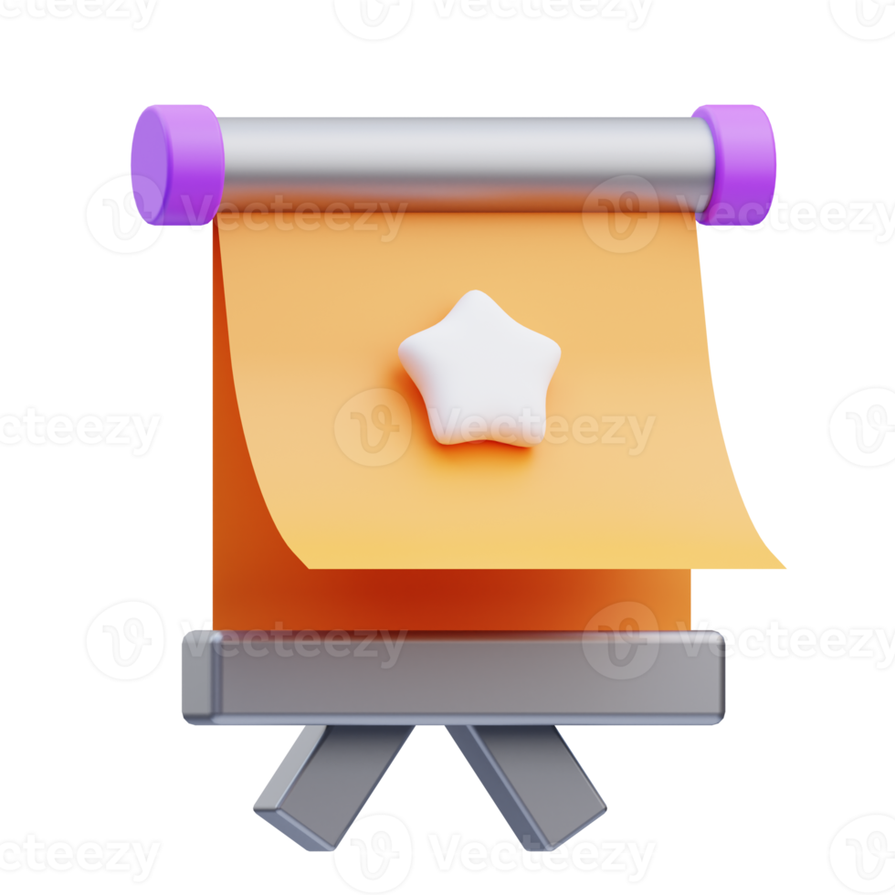 3d render illustration of easel icon, office material png