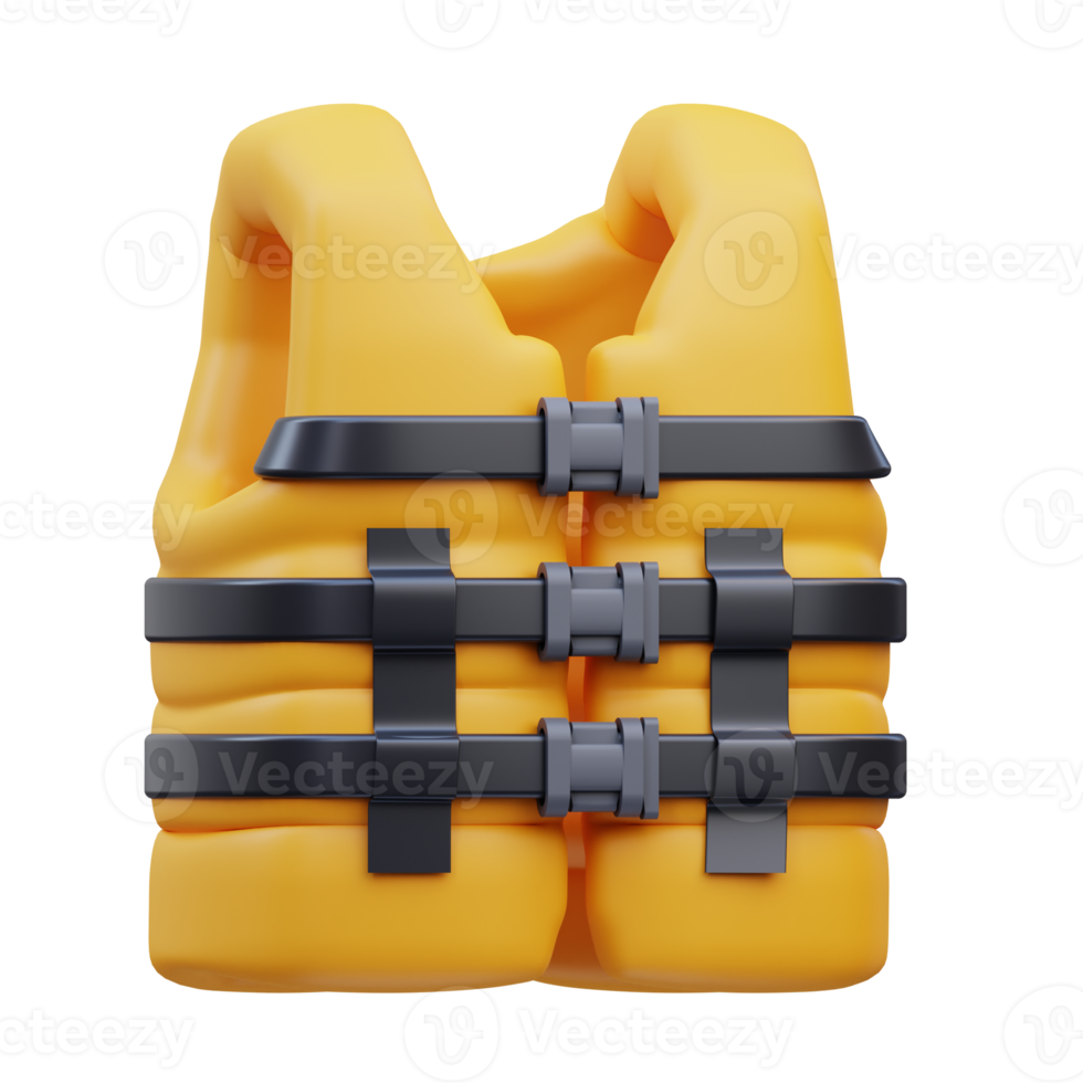 3d render Life vest icon illustration, suitable for safety design themes, user manual themes, web, app etc png