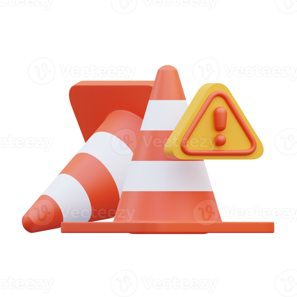 3d render Traffic cone icon illustration, suitable for safety design themes, user manual themes, web, app etc png