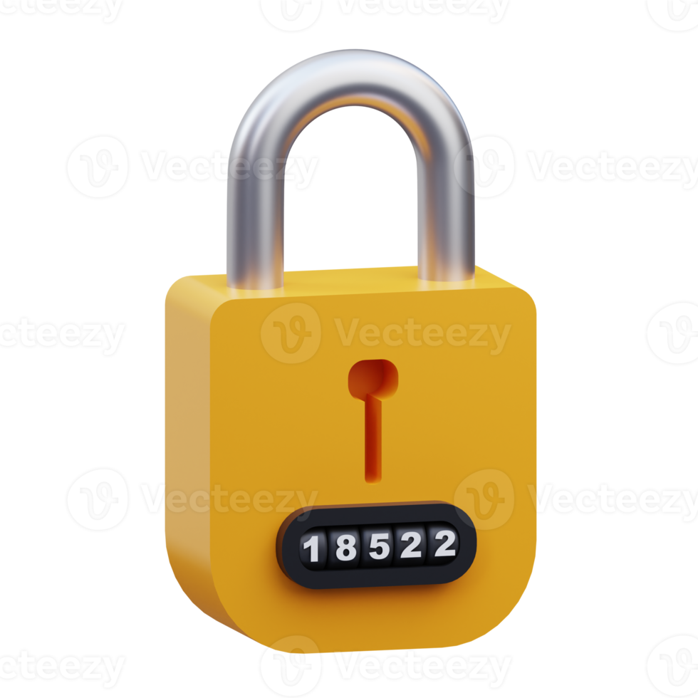 3d render Padlock icon illustration, suitable for safety design themes, user manual themes, web, app etc png